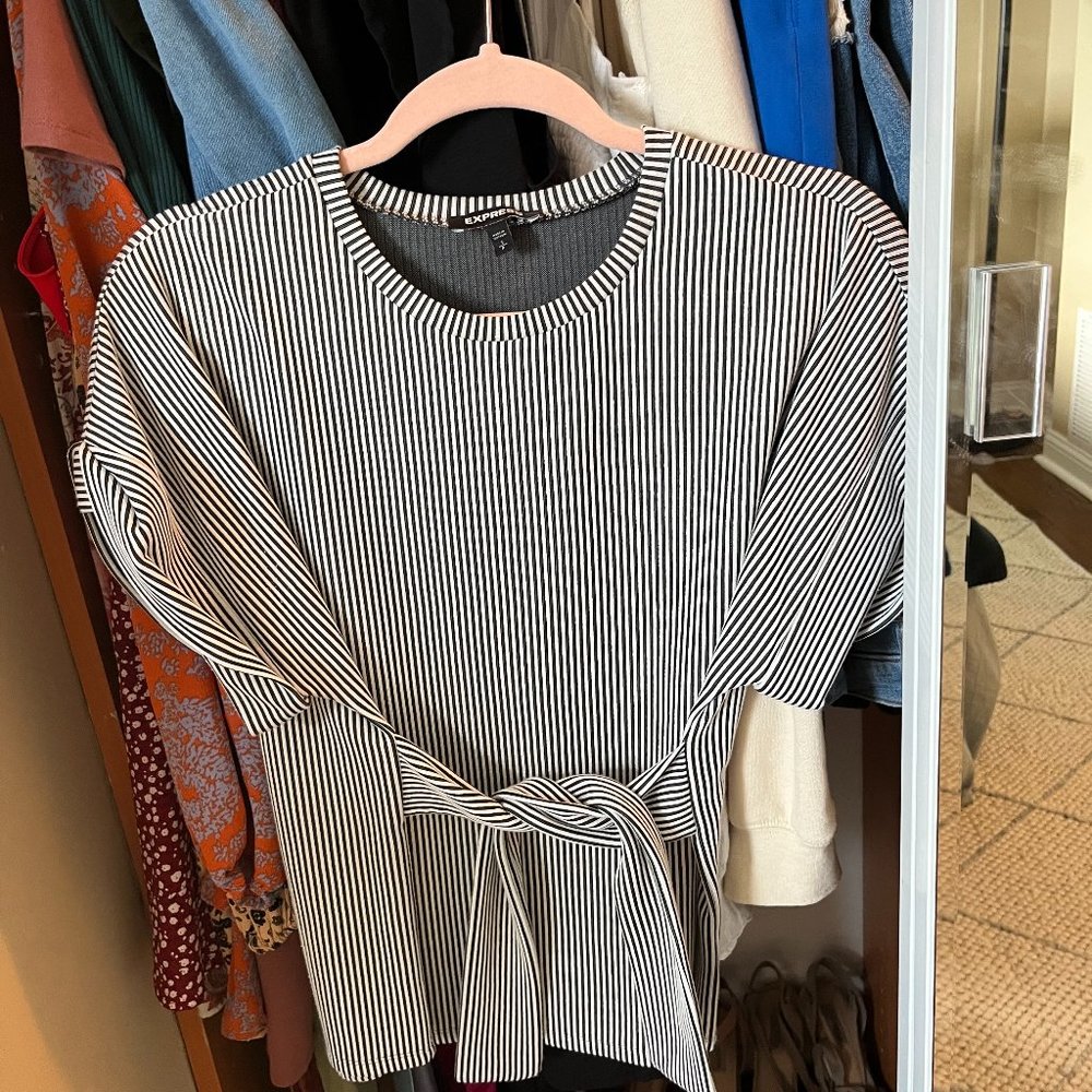 Black and white striped blouse